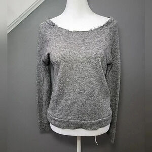 Zara Trafaluc Women's Size Small Gray Knit Off The Should Shimmer Top Trendy